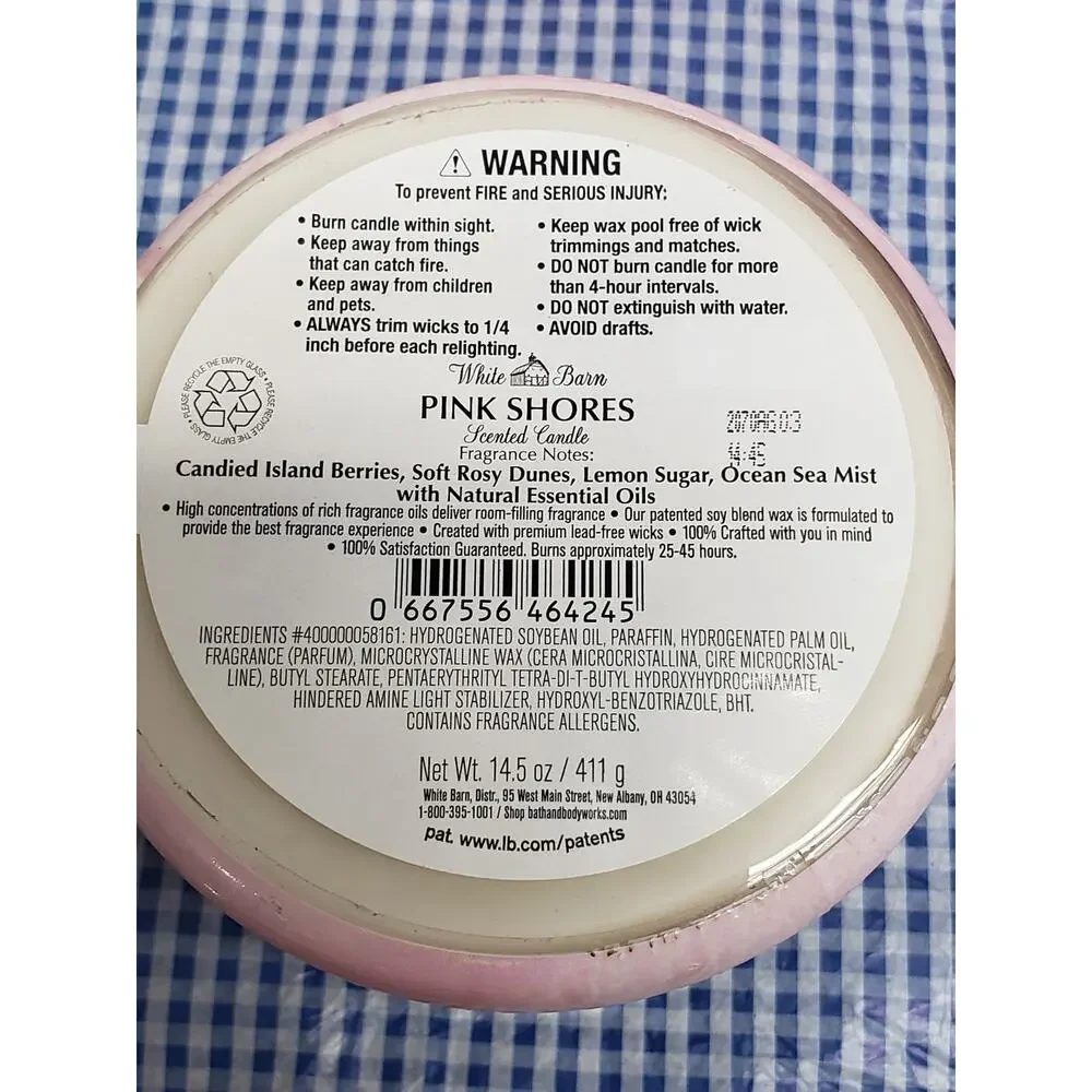 BBW Pink Shores Large 3 Wick Candle Home Fragrance Decor